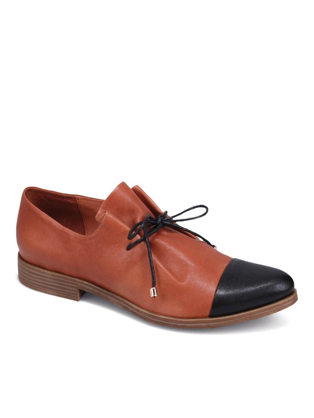Django & Juliette Two-Tone Brown/Black Leather Capped-Toe Oxford